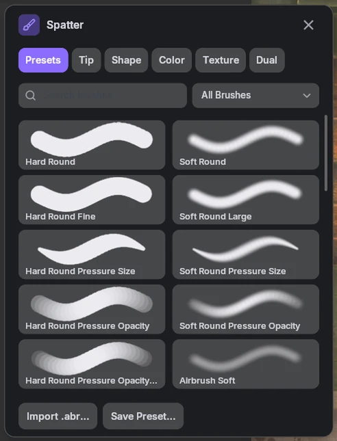 The Brush panel