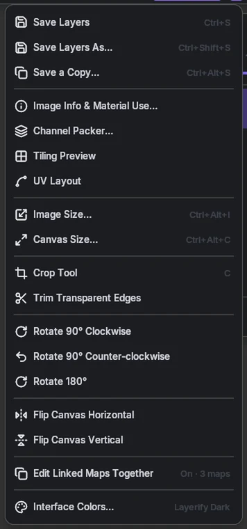The Image menu